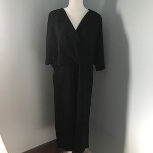 Black Zara V Neck dolman sleeve pullover dress L